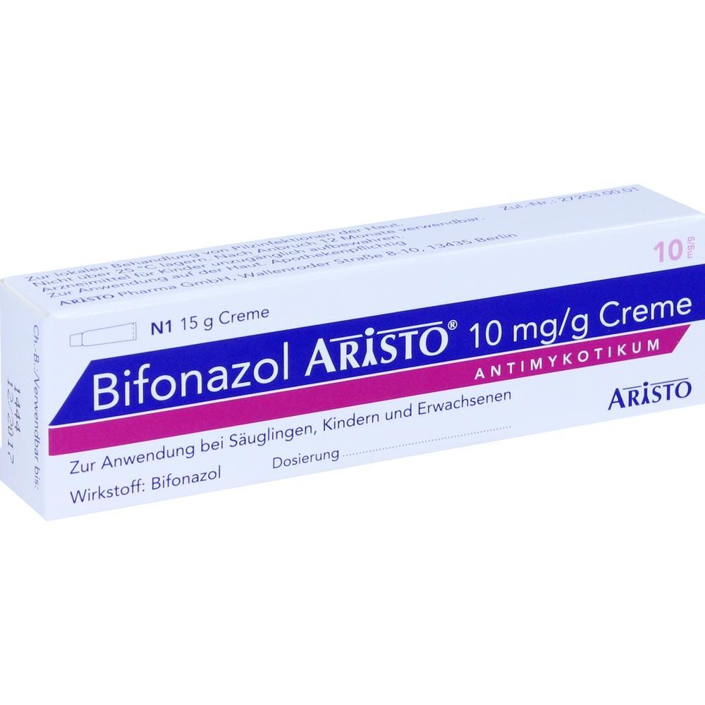 Eine Schachtel Bifonazol Creme von Aristo, ein Antimykotikum zur äußerlichen Anwendung.