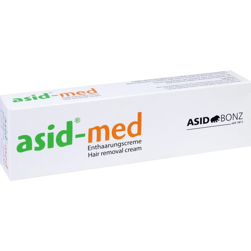 Eine wei&szlig;e Schachtel mit Enthaarungscreme namens "asid-med".