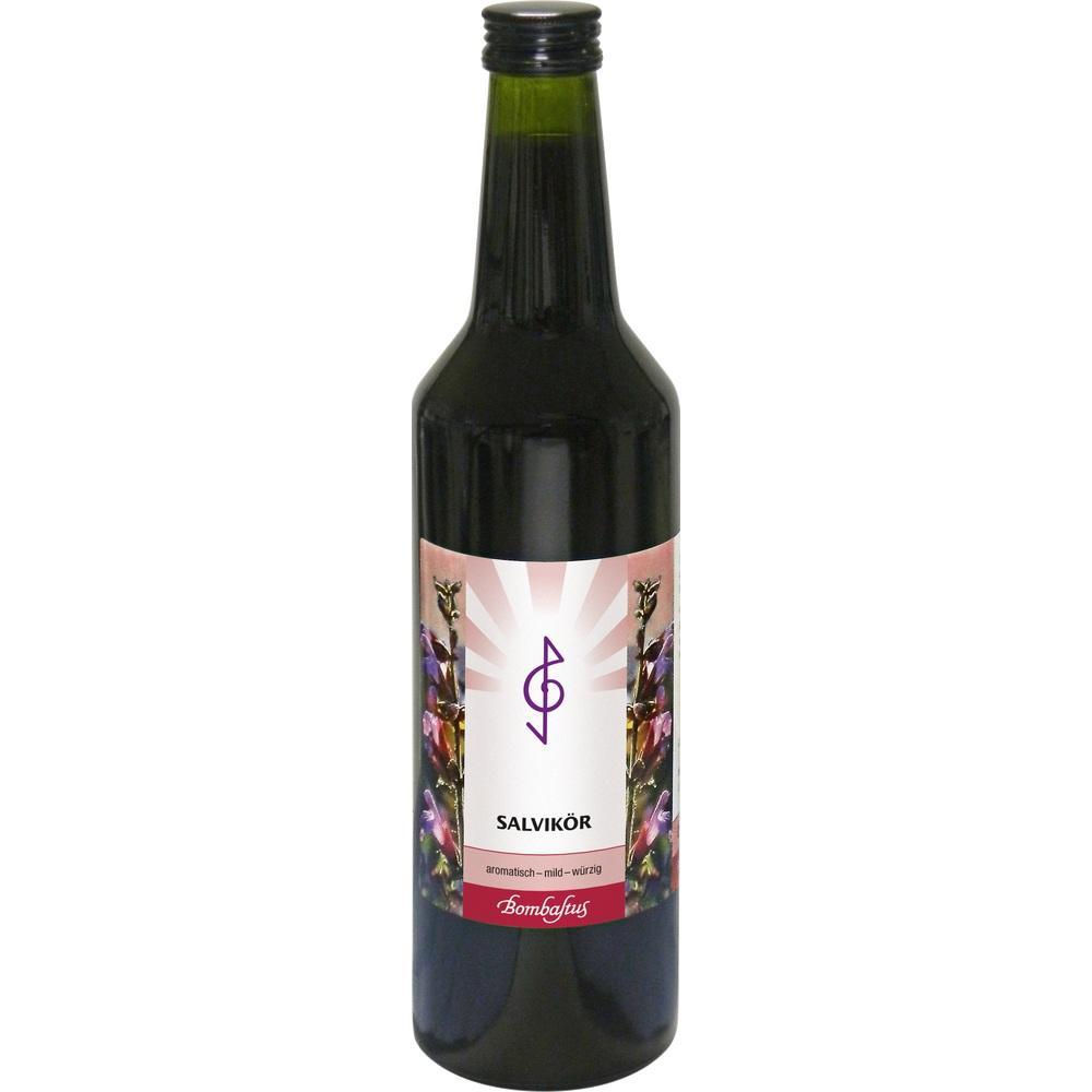 Eine dunkle Flasche mit einem Etikett, auf dem "Salvikör" steht.