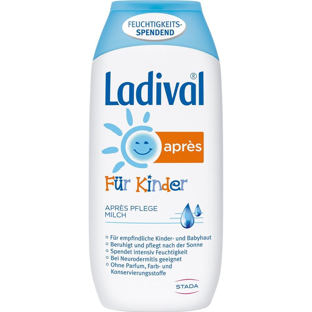 Eine Flasche Après-Pflegemilch für Kinder von Ladival.