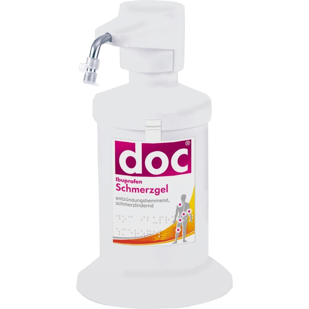 Weiße Pumpflasche mit Ibuprofen Schmerzgel von doc.