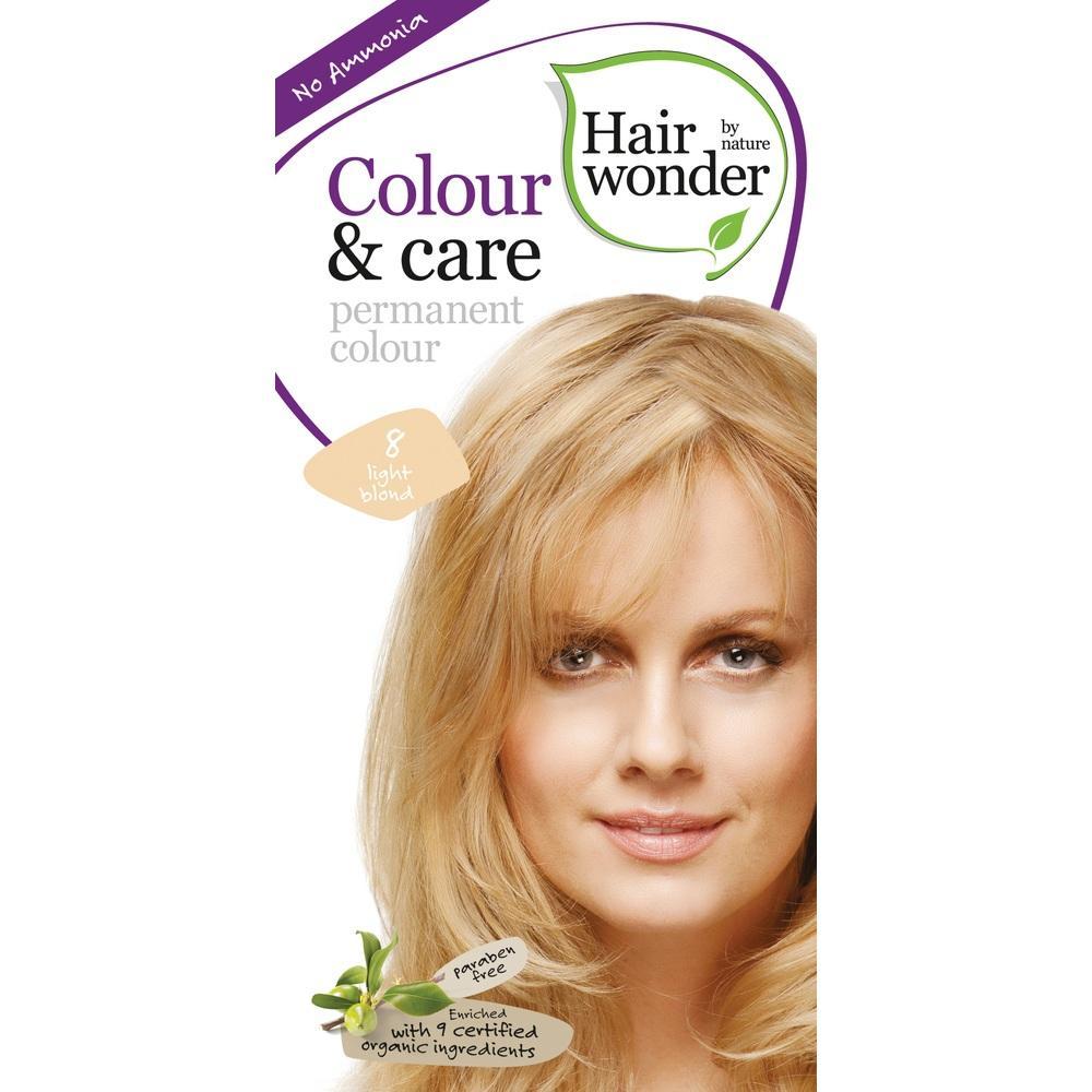 Verpackung einer Haarfarbe in hellem Blond mit Frau auf dem Cover.