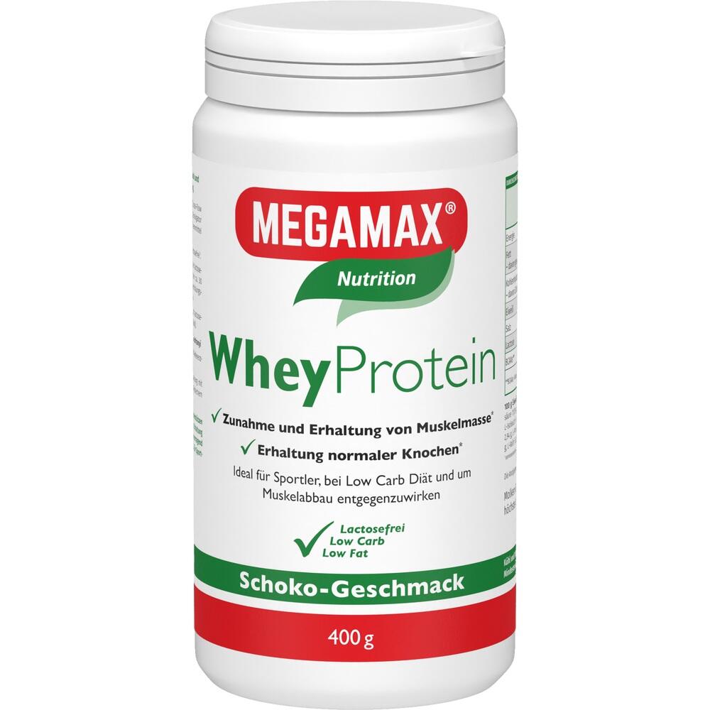 Dose mit Whey-Protein-Pulver im Schoko-Geschmack.