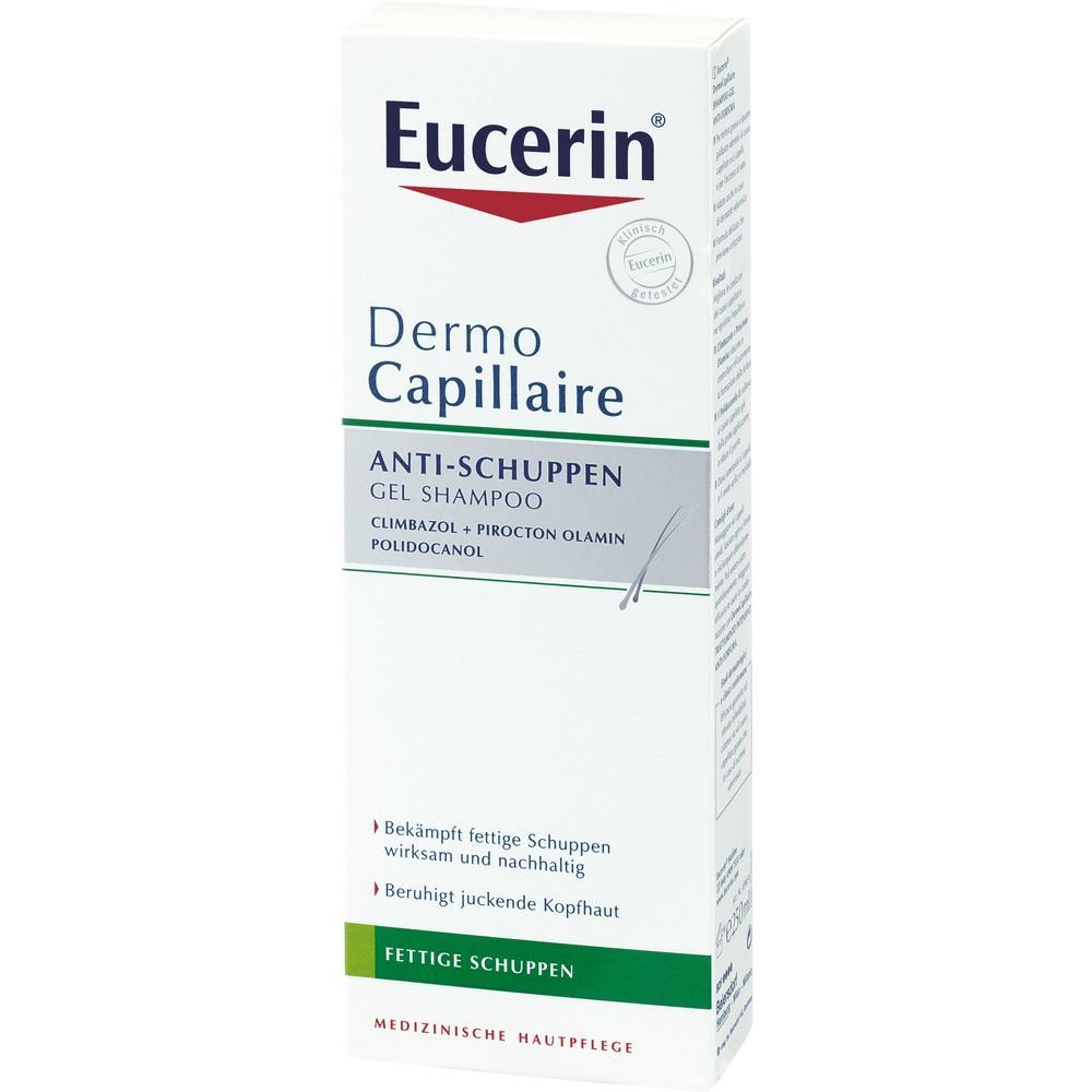 Eine Schachtel eines Anti-Schuppen-Shampoos der Marke Eucerin.