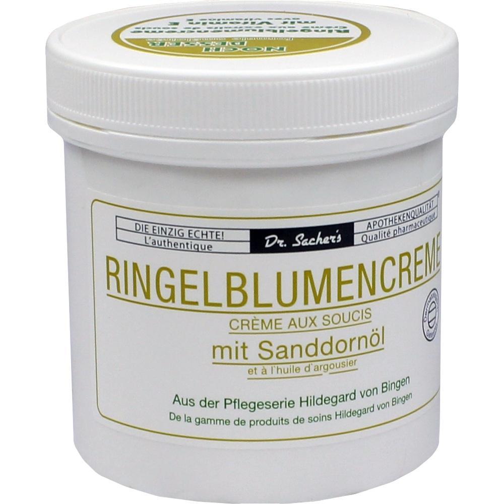 Dose mit Ringelblumencreme und Sanddornöl von Dr. Sacher's.
