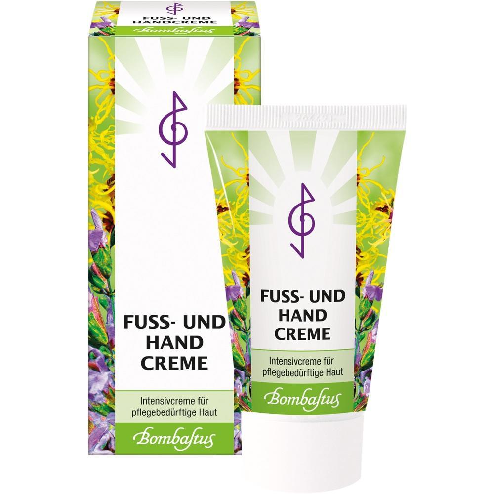 Creme für Hände und Füße vor einer dekorativen Verpackung.