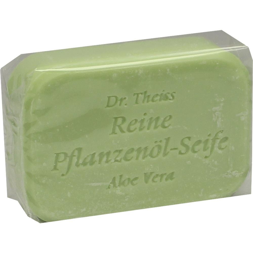 Gr&uuml;ne Seife aus Pflanzen&ouml;l mit Aloe Vera im Plastik verpackt.