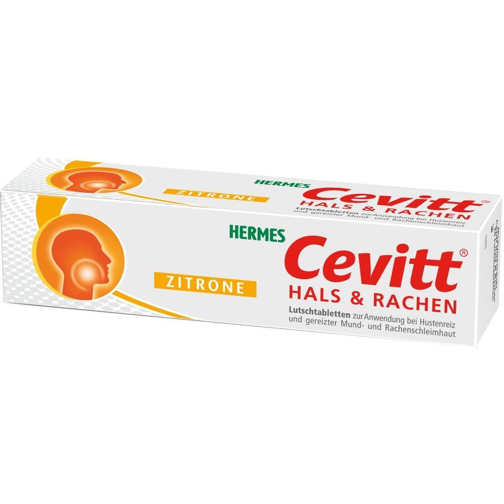 Eine Packung Lutschtabletten für Hals und Rachen mit Zitronengeschmack.