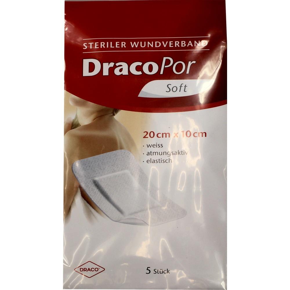 Verpackung f&uuml;r sterile Wundverb&auml;nde der Marke DracoPor Soft, Ma&szlig;e 20x10 cm, f&uuml;nf St&uuml;ck.
