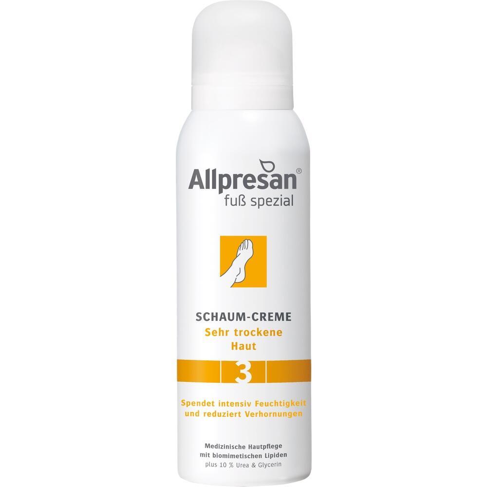 Eine wei&szlig;e Dose mit Allpresan Schaum-Creme f&uuml;r sehr trockene Haut.
