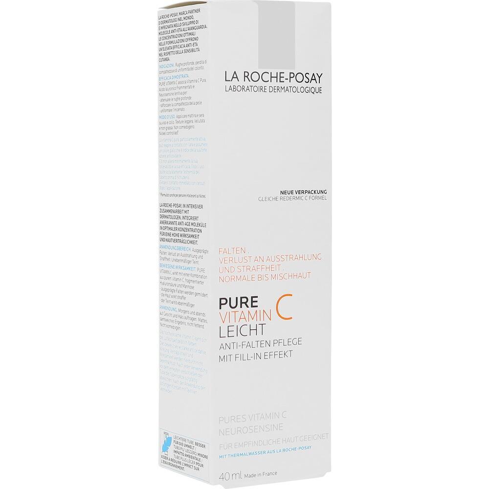 Eine weiße Box mit der Aufschrift "La Roche-Posay Pure Vitamin C Pflege".