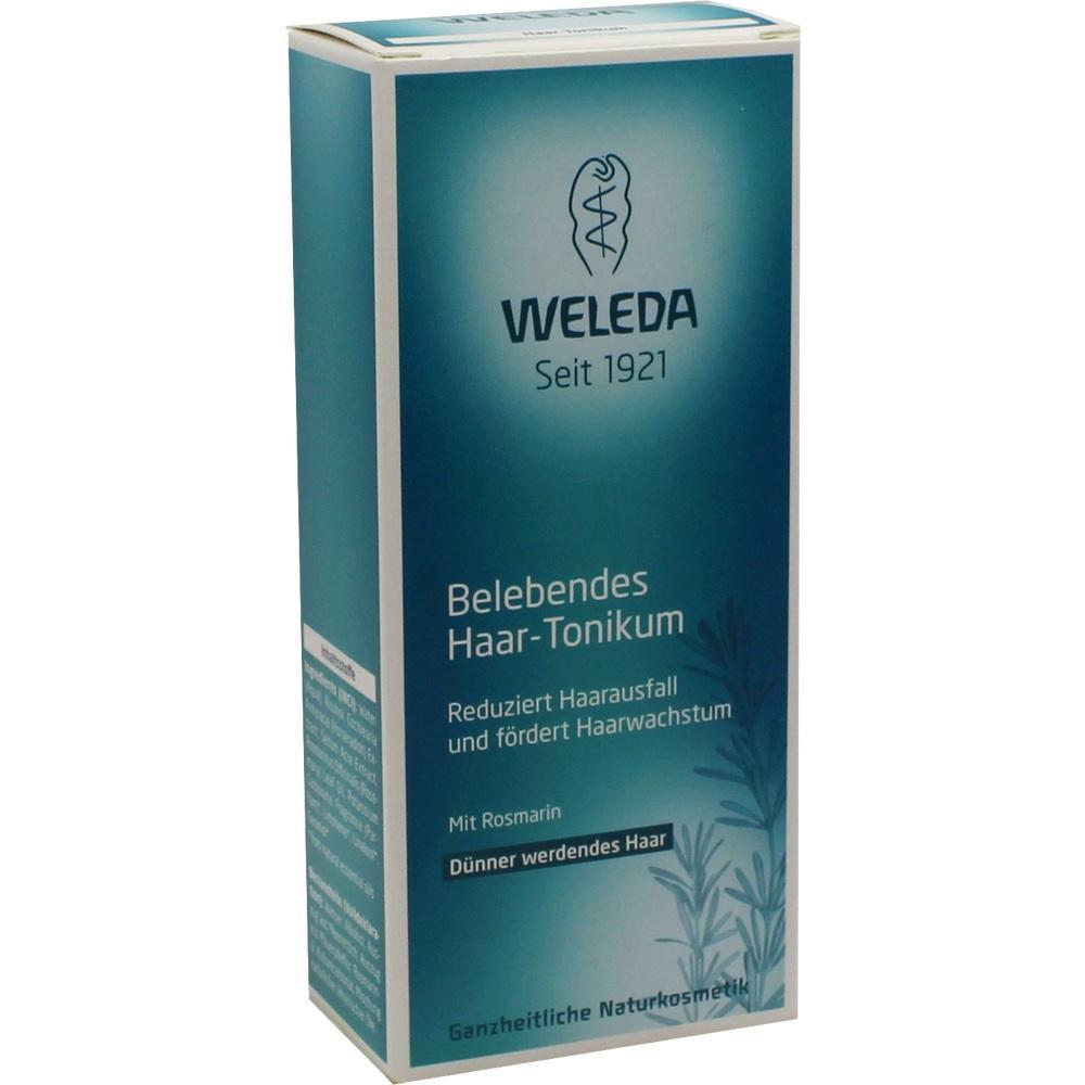 Blauer Karton von Weleda mit Haar-Tonikum gegen Haarausfall, enthält Rosmarin.