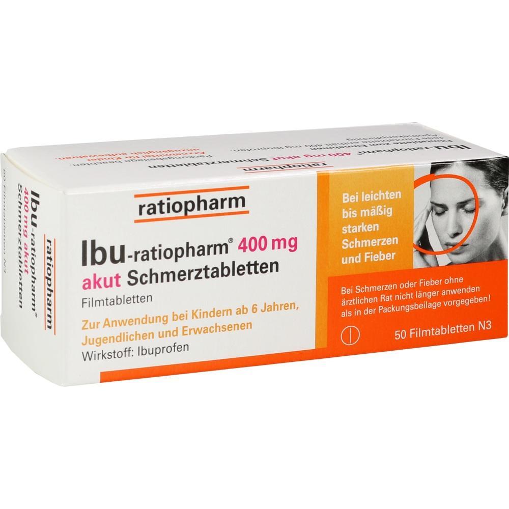 Eine Packung Ibu-ratiopharm Schmerztabletten mit 400 mg Ibuprofen.