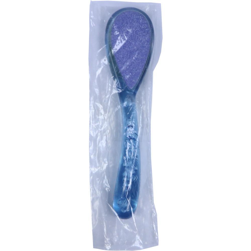 Ein blauer Fußfeilen in einer Plastikverpackung.