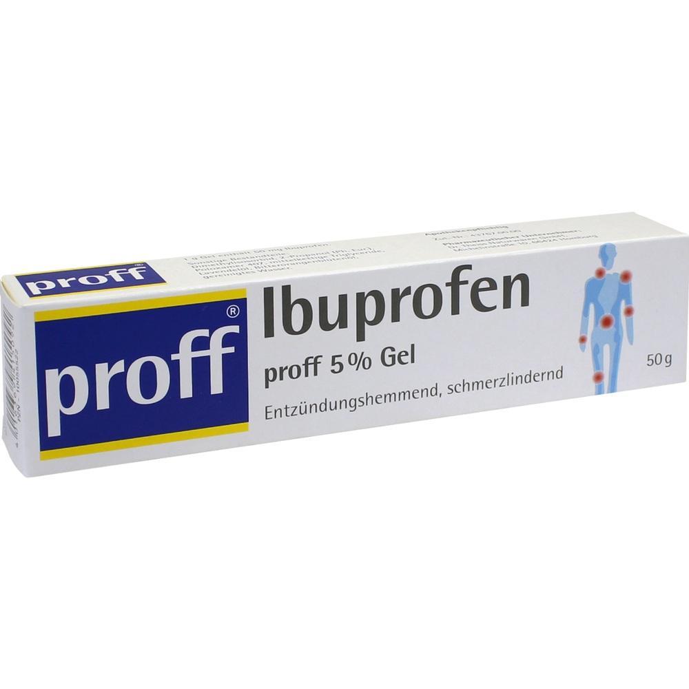 Wei&szlig;e Schachtel eines Ibuprofen-Gels zur Schmerzlinderung und Entz&uuml;ndungshemmung.