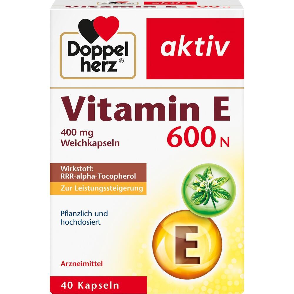 Verpackung von Vitamin E Weichkapseln der Marke Doppelherz.