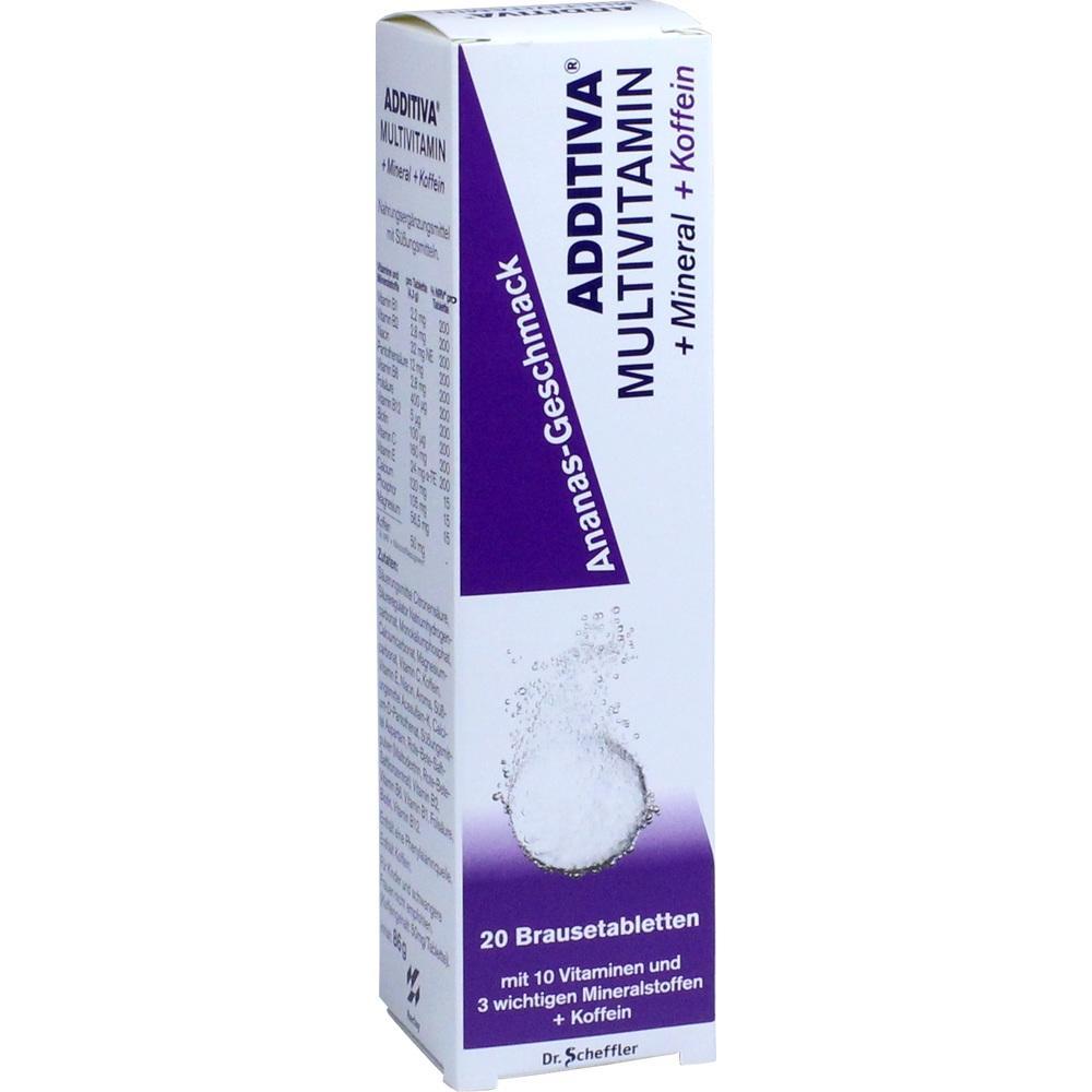 Weiße Verpackung mit lila Text für Ananas-Multivitamin-Brausetabletten.