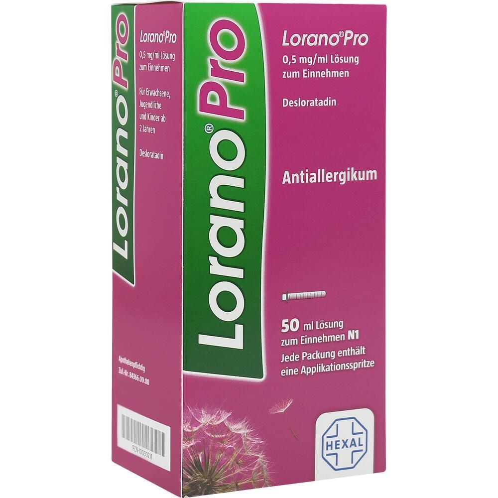 Eine rosa Packung eines Anti-Allergie-Medikaments namens LoranoPro.