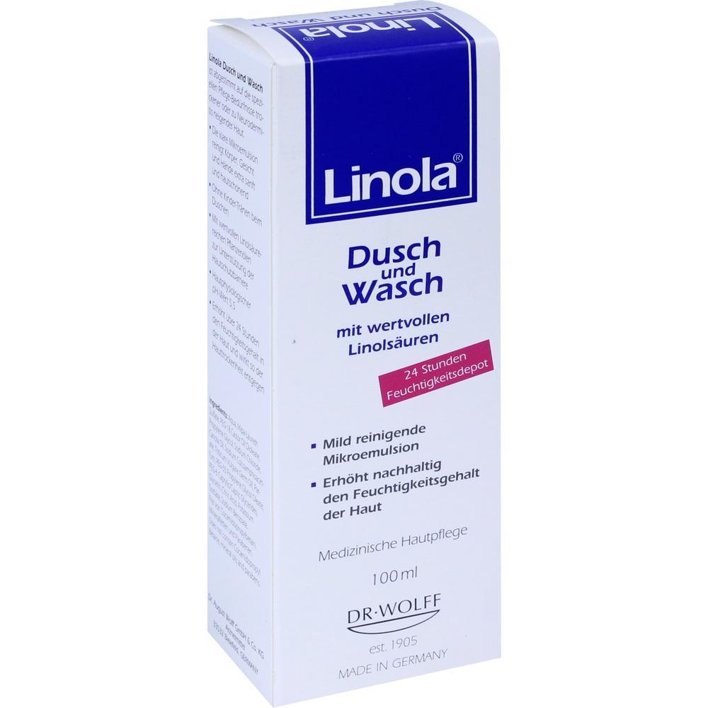 Wei&szlig;e Verpackung mit blauen Schriftz&uuml;gen f&uuml;r ein Hautpflegeprodukt von Linola.