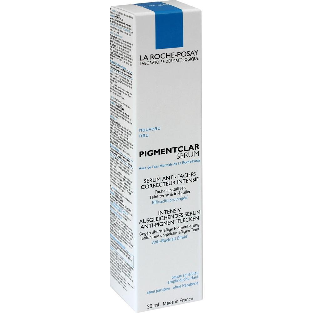Eine weiße Schachtel mit blauen und schwarzen Texten für ein Hautpflege-Serum.