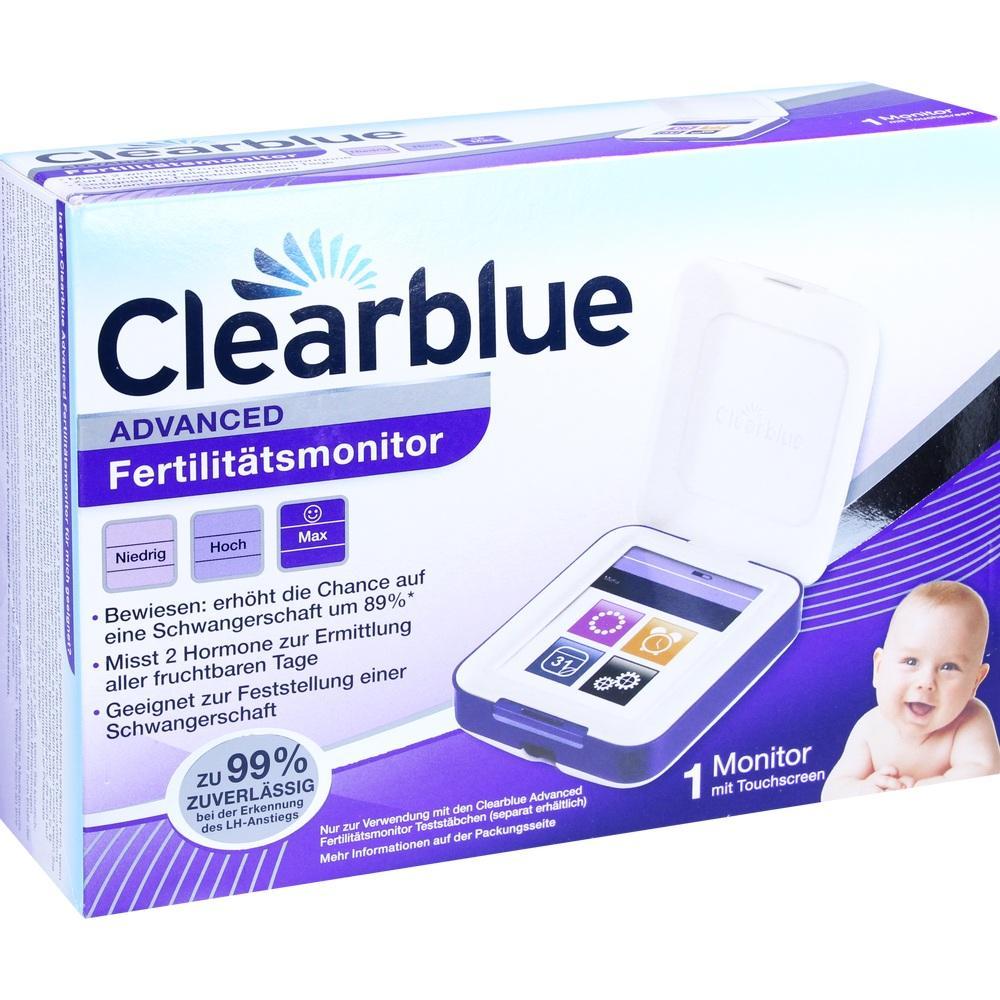 Verpackung eines Fertilitätsmonitors von Clearblue mit Baby auf der Vorderseite.