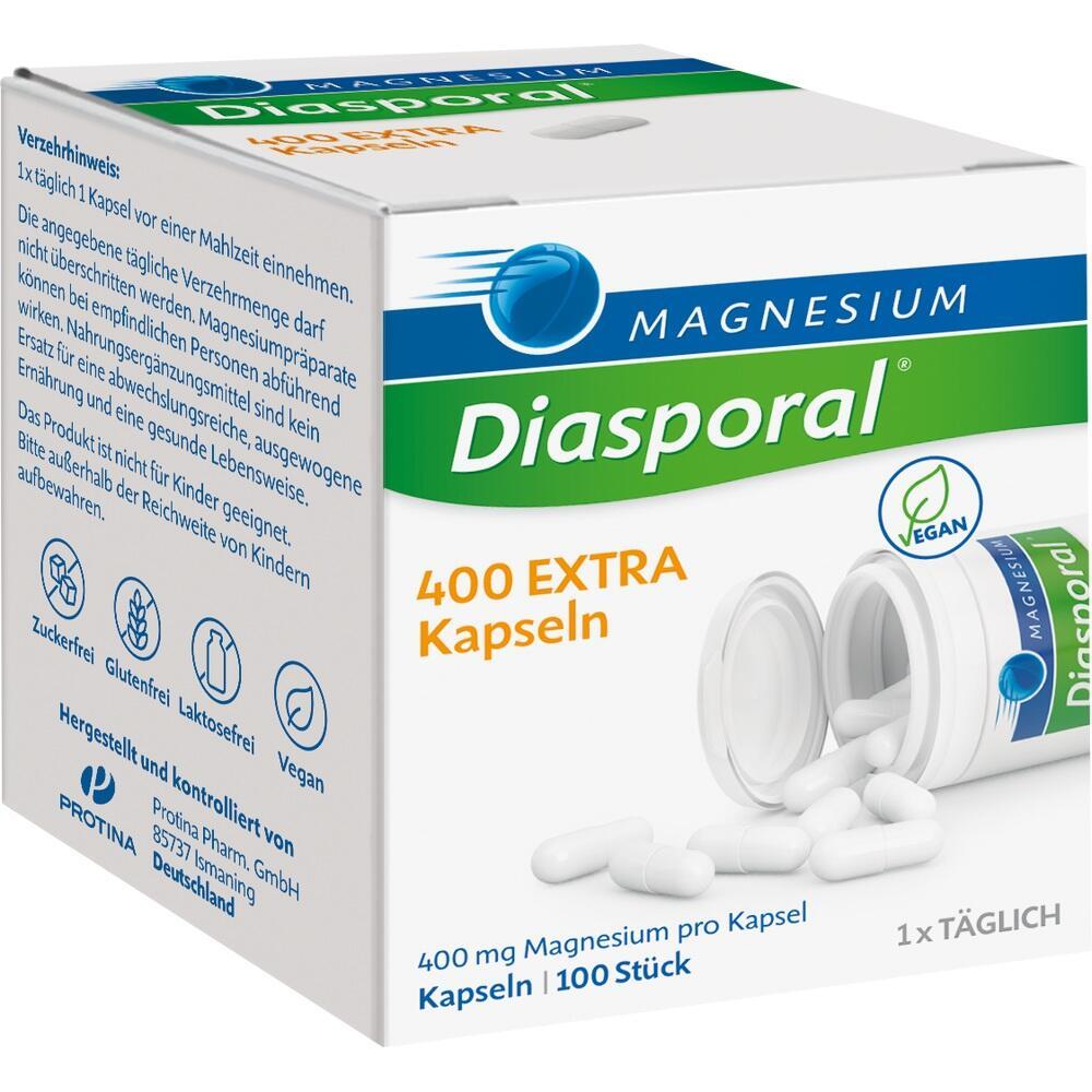 Eine Packung mit Magnesiumkapseln, vegan und ohne Zucker, Laktose oder Gluten.