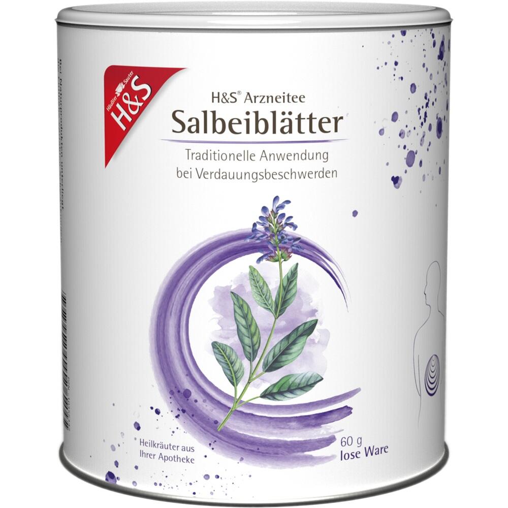 Gelbe Dose mit der Aufschrift "H&S Salbeibl&auml;tter" und einem Bild von Salbeibl&auml;ttern.