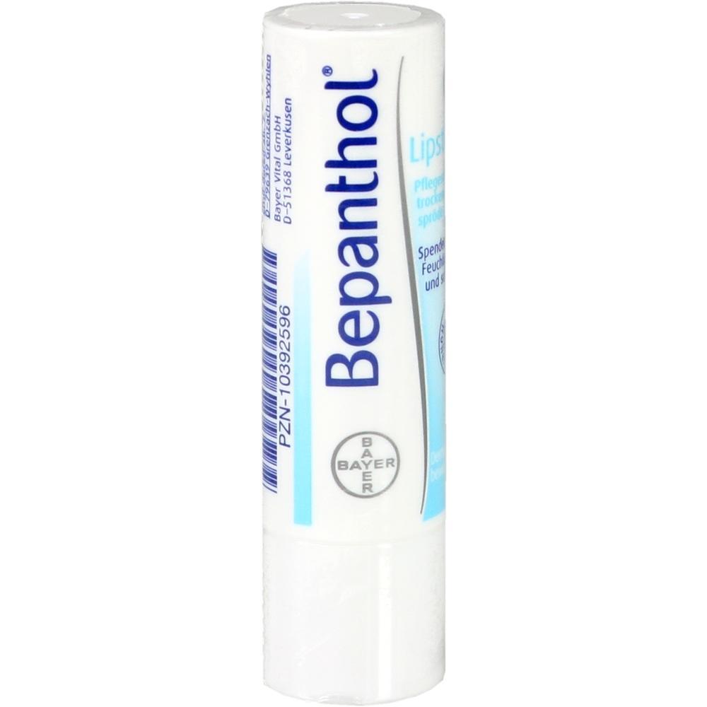 Eine weiße Lippenpflegestift-Verpackung mit der Aufschrift "Bepanthol".