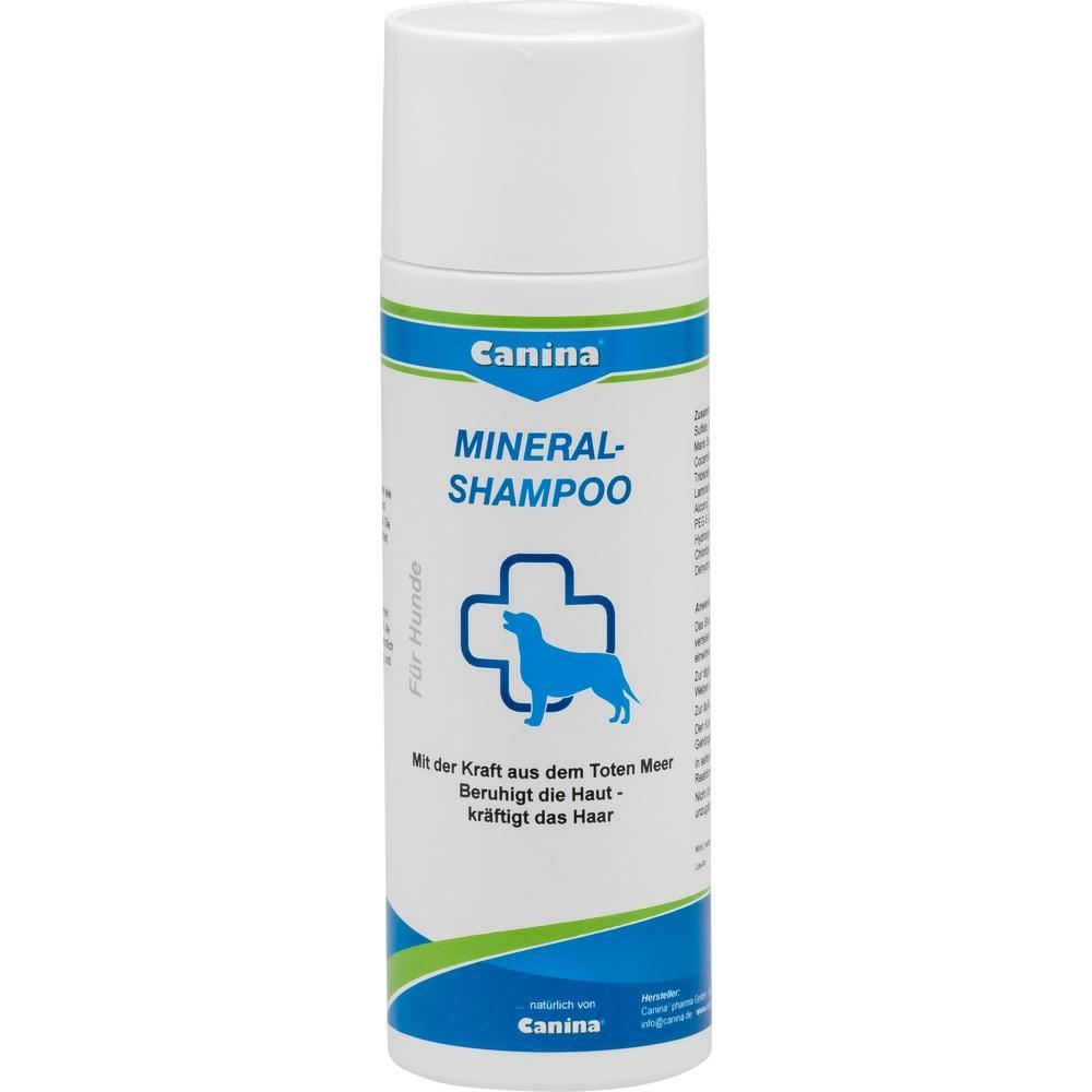 Eine wei&szlig;e Shampooflasche f&uuml;r Hunde mit blauer und gr&uuml;ner Aufschrift.