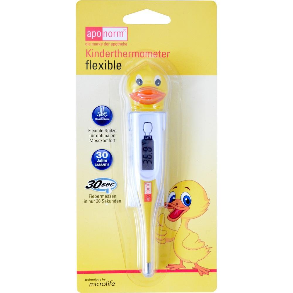 Digitales Kinderthermometer mit einer gelben Entenspitze in einer Verpackung.