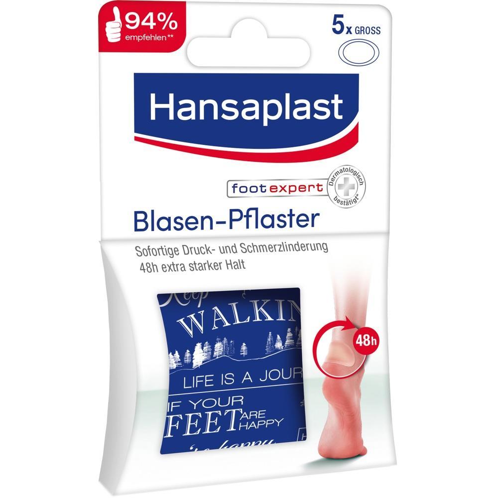 Eine Packung Hansaplast Blasen-Pflaster gegen Druck und Schmerzen am Fuß.