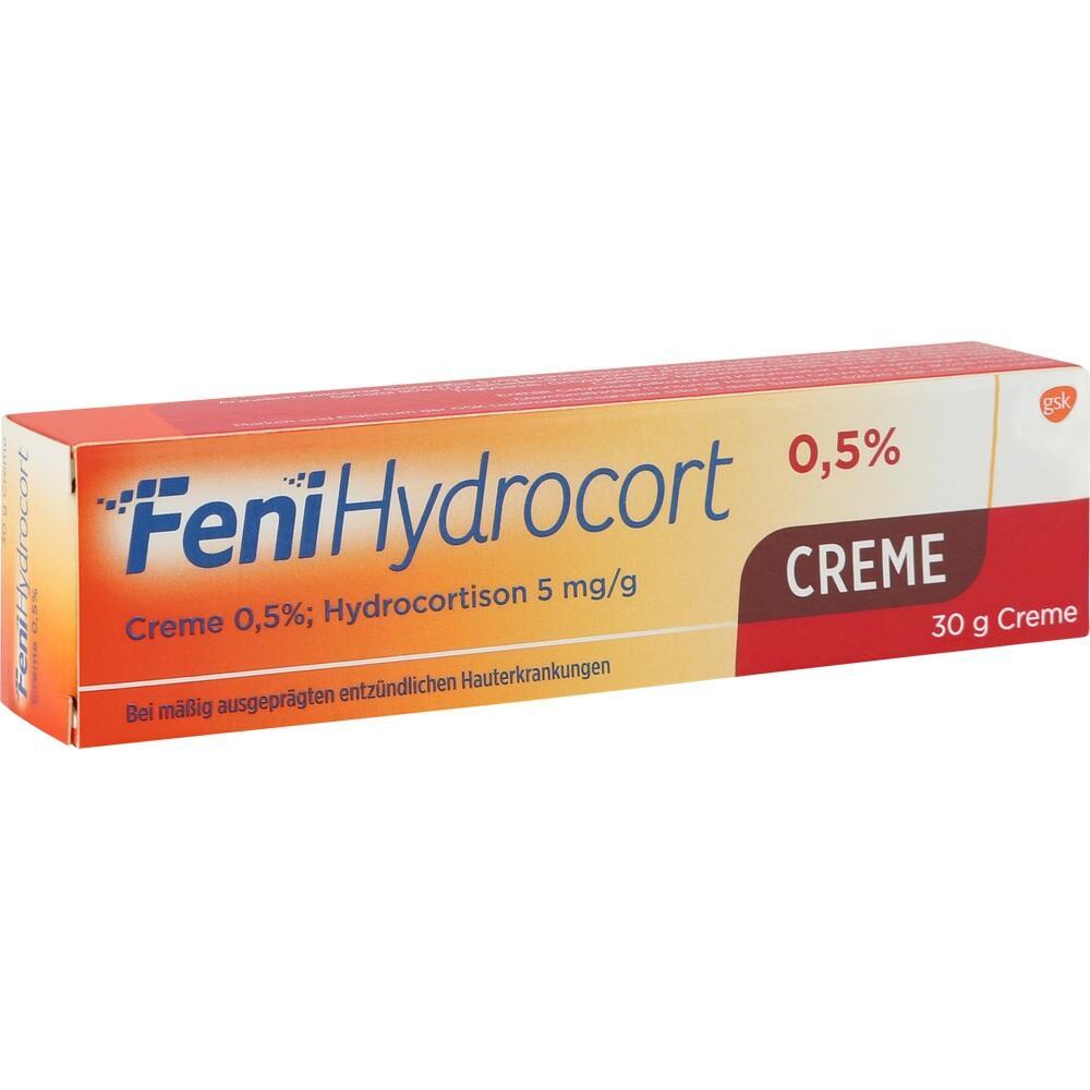 Eine orange-weiße Creme-Verpackung mit der Aufschrift "FeniHydrocort".
