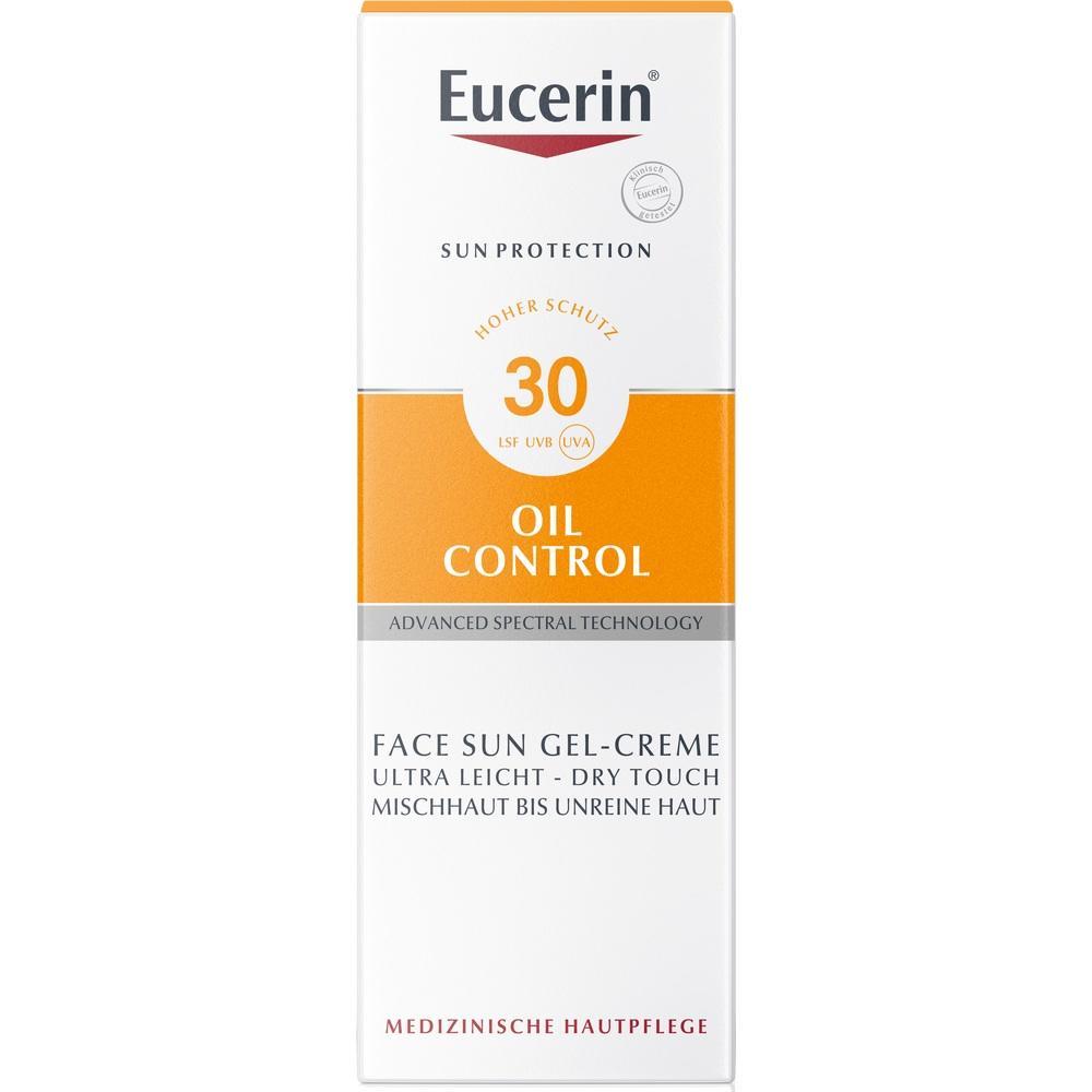 Verpackung einer Sonnencreme mit Lichtschutzfaktor 30 für ölige Haut.