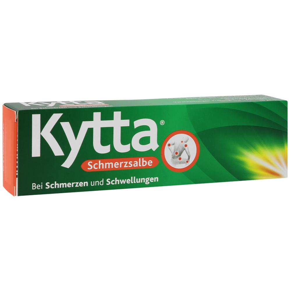 Gr&uuml;ne Verpackung einer Kytta Schmerzsalbe gegen Schmerzen und Schwellungen.