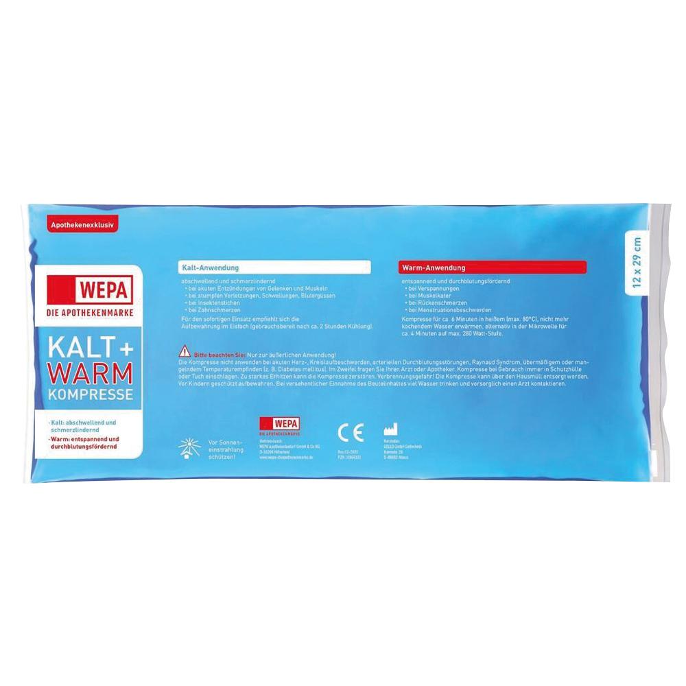 Blaue Kalt- und Warmkompresse von WEPA für Anwendungen bei Schmerzen.