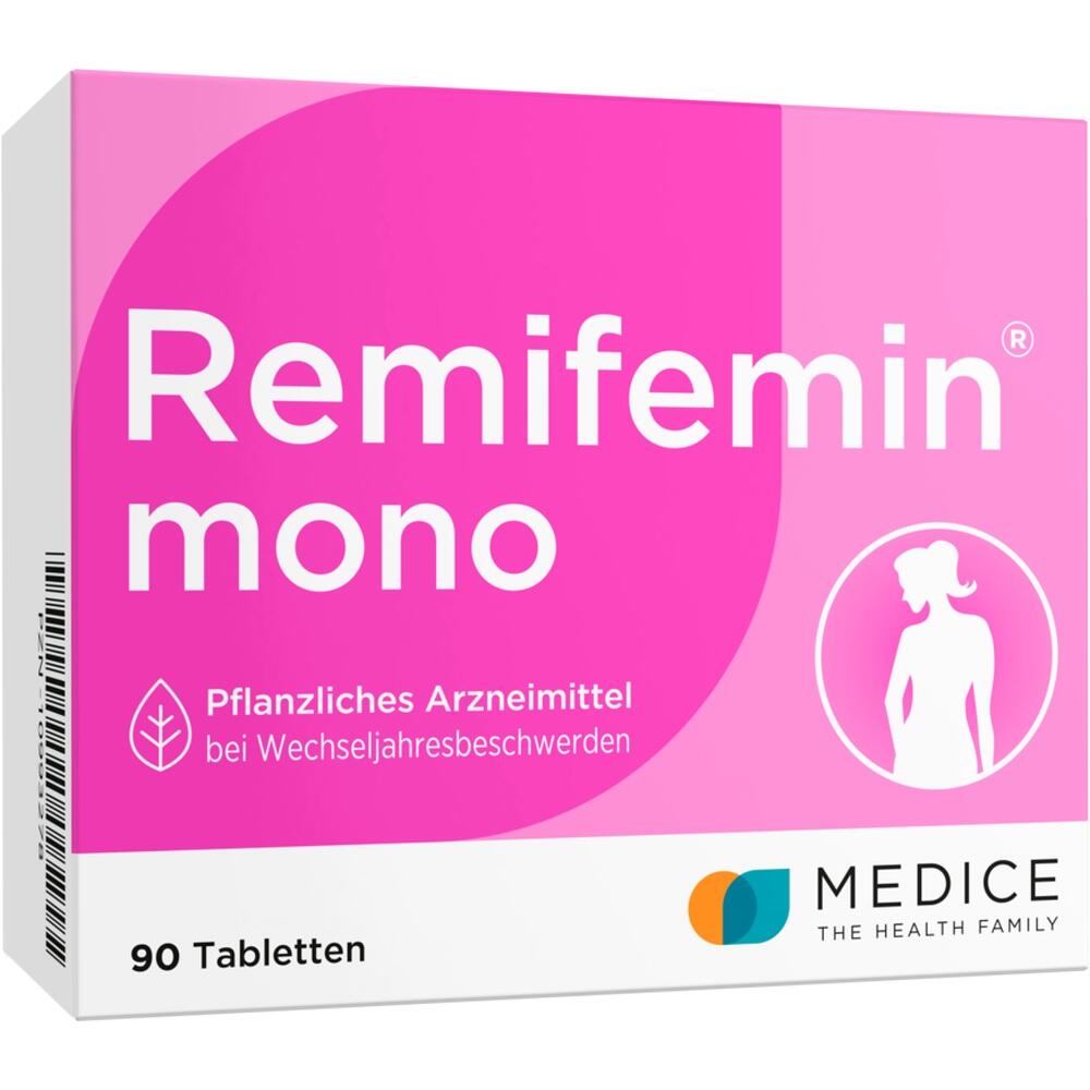 Eine rosa Medikamentenverpackung mit der Aufschrift "Remifemin mono".