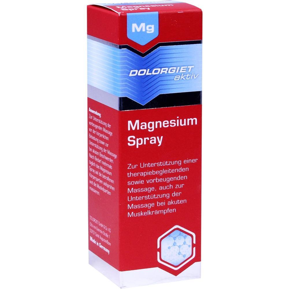 Rote Spraypackung f&uuml;r Magnesium zur Unterst&uuml;tzung bei Massagen und Muskelkr&auml;mpfen.
