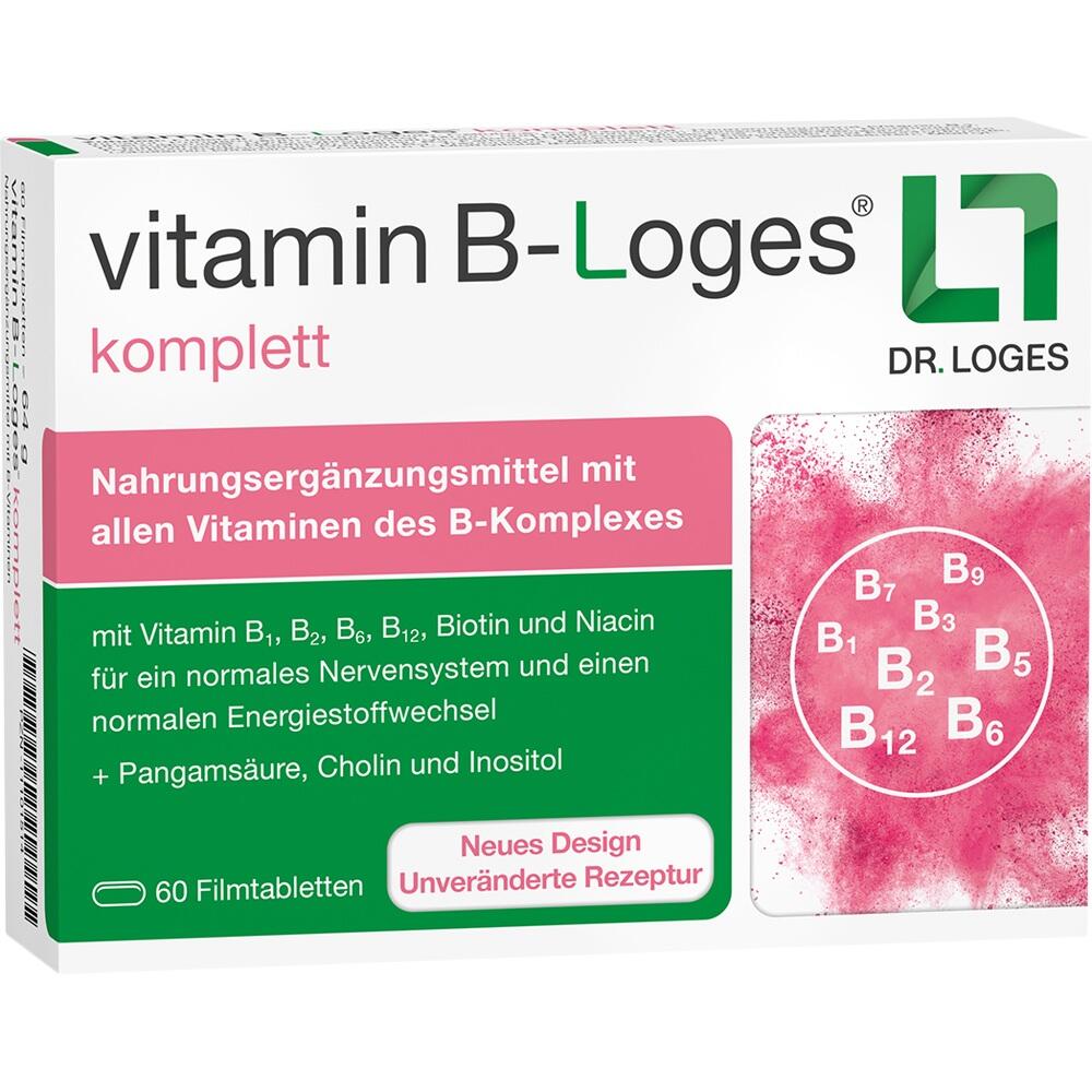 Verpackung von Vitamin-B-Komplex mit 60 Tabletten f&uuml;r Nerven und Energie.