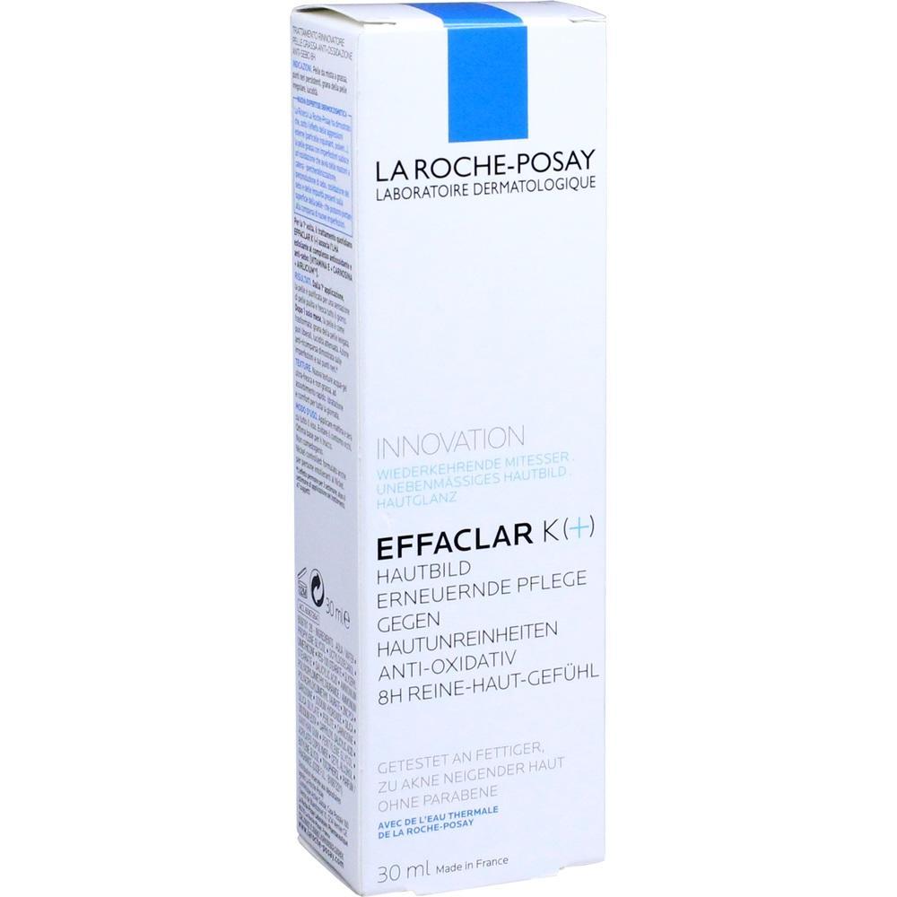 Weiße Verpackung einer Hautpflege von La Roche-Posay mit blauem Streifen oben.