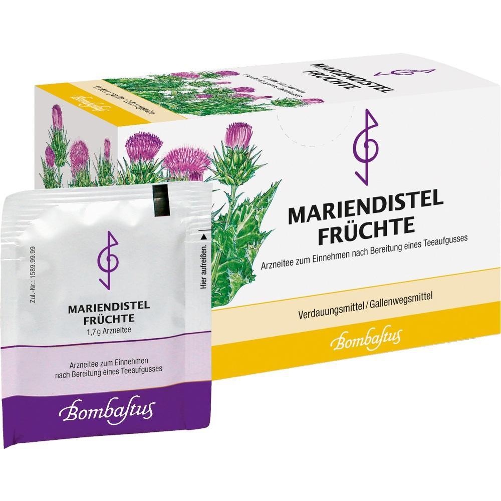 Eine Packung Mariendistel-Tee zur Unterstützung der Verdauung.