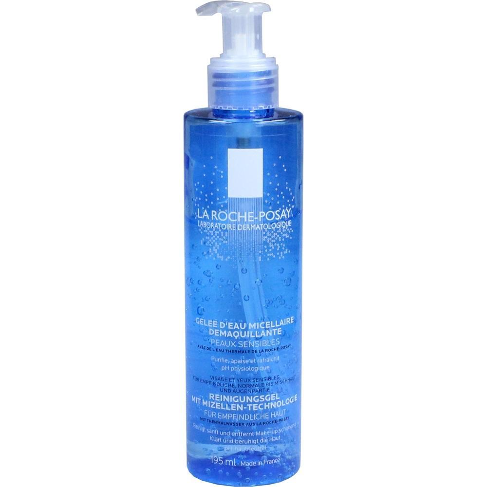 Blaue Flasche mit Reinigungsgel für empfindliche Haut von La Roche-Posay.