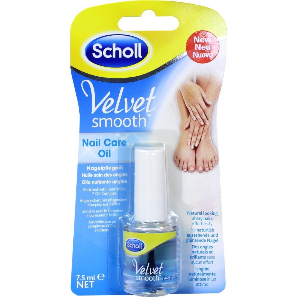 Flasche mit Nagelöl in Schachtel, Marke Scholl, für glatte, gepflegte Nägel.