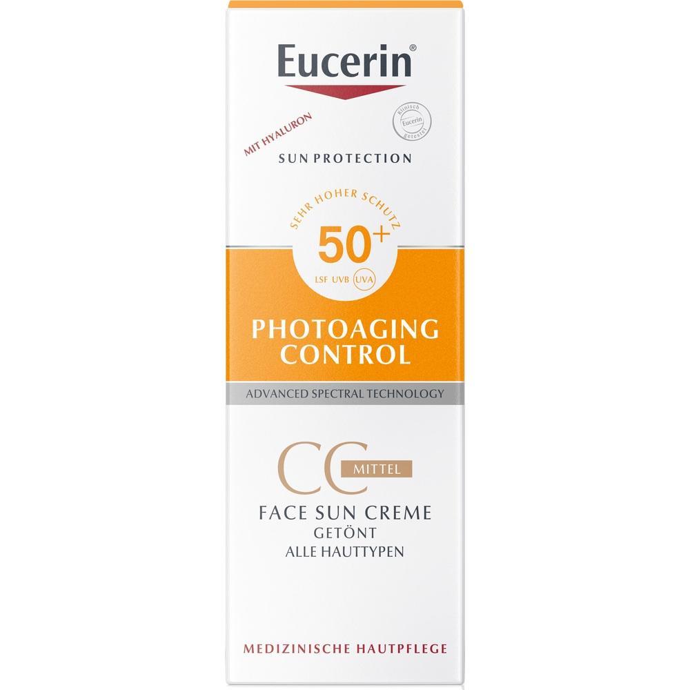 Sonnencreme-Verpackung mit hohem Schutz (50+) gegen Hautalterung.