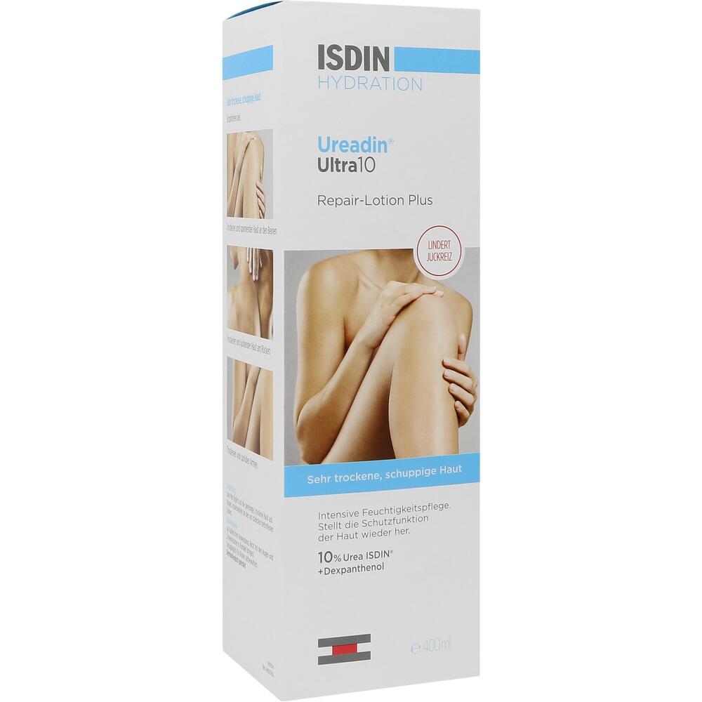 Eine Packung einer feuchtigkeitsspendenden K&ouml;rperlotion von ISDIN f&uuml;r sehr trockene Haut.