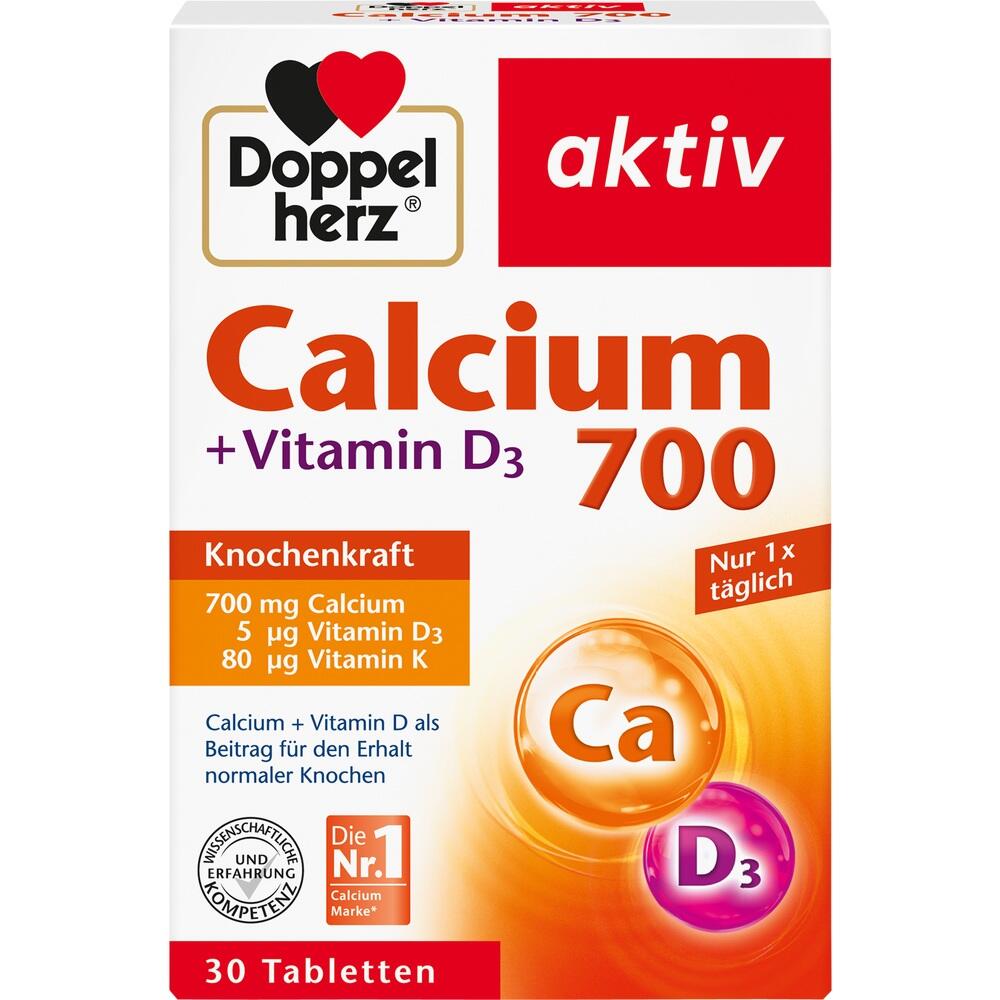 Schachtel mit 30 Tabletten Calcium und Vitamin D3 f&uuml;r die Knochengesundheit.