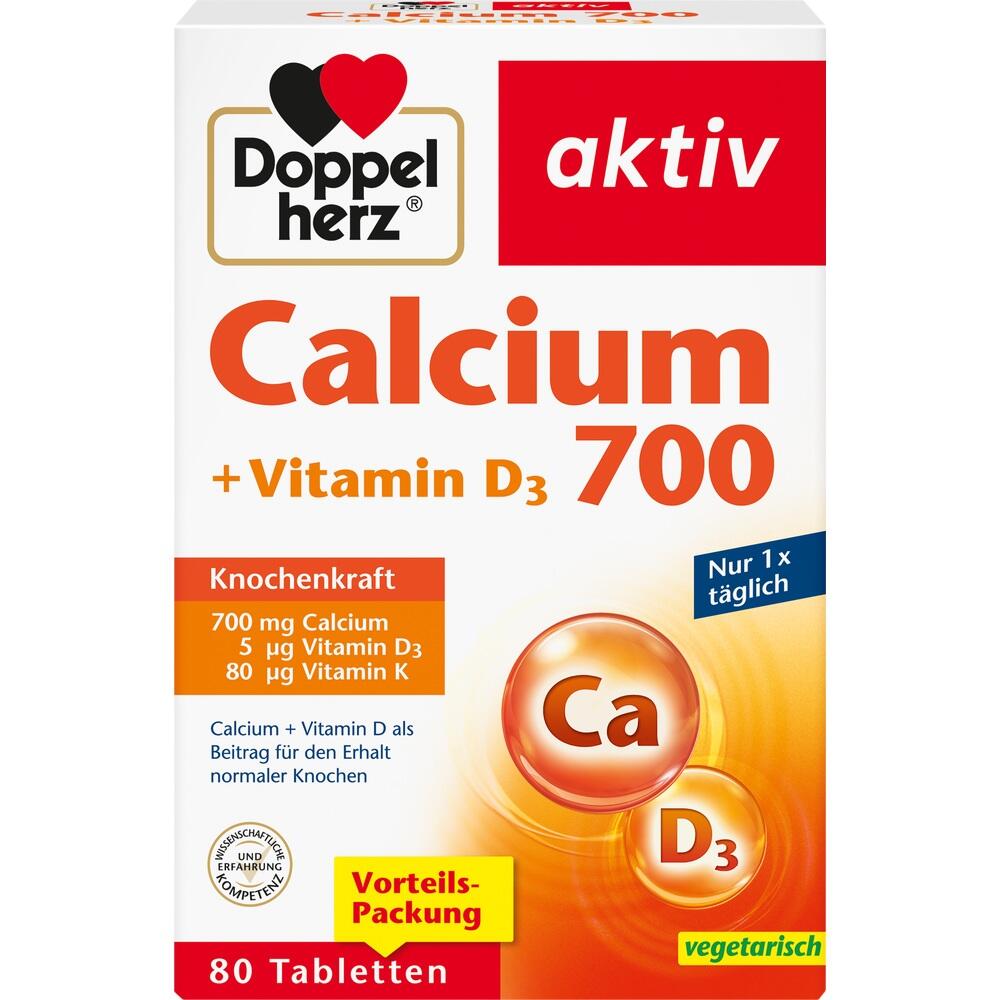 Verpackung von Calcium- und Vitamin-D3-Tabletten mit Informationen zur Knochengesundheit.