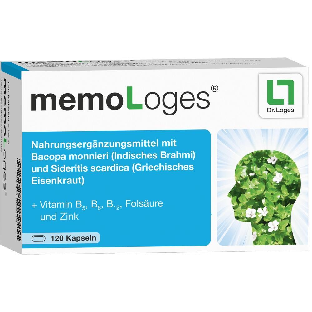 Die Packung zeigt ein Nahrungserg&auml;nzungsmittel f&uuml;r mentale Gesundheit mit Kr&auml;utern und Vitaminen.
