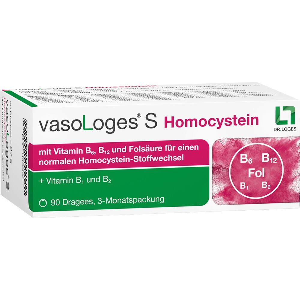 Eine Packung mit Vasologes S Dragees f&uuml;r den Homocystein-Stoffwechsel.