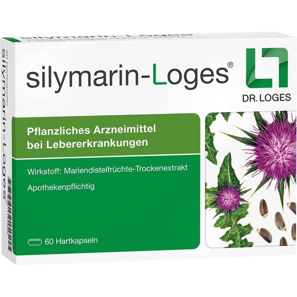 Verpackung eines pflanzlichen Mittels f&uuml;r Lebererkrankungen mit Mariendistel abgebildet.