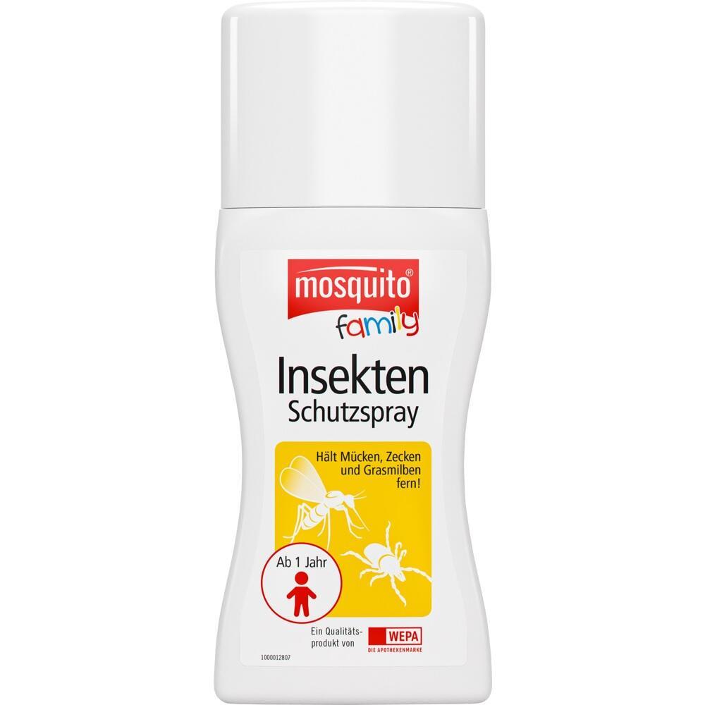 Eine Flasche Insektenschutzspray für Familien ab 1 Jahr.